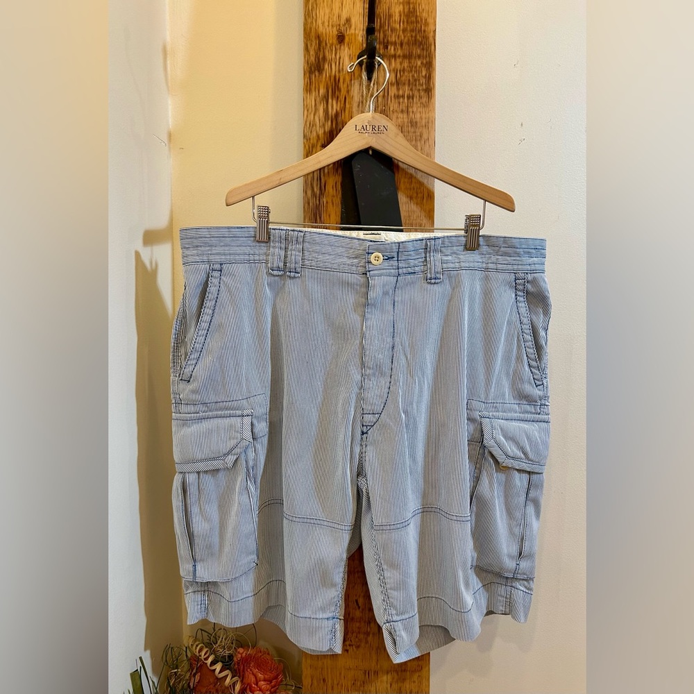 Polo by Ralph Lauren Light Blue Striped Cargo Shorts